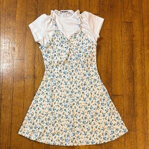 Ellie Belle Blue Floral Dress with White Tee